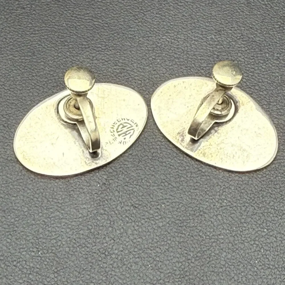 Mexican Mexico Artisan Signed Sterling Silver Pin Brooch Earrings Guitar Player
